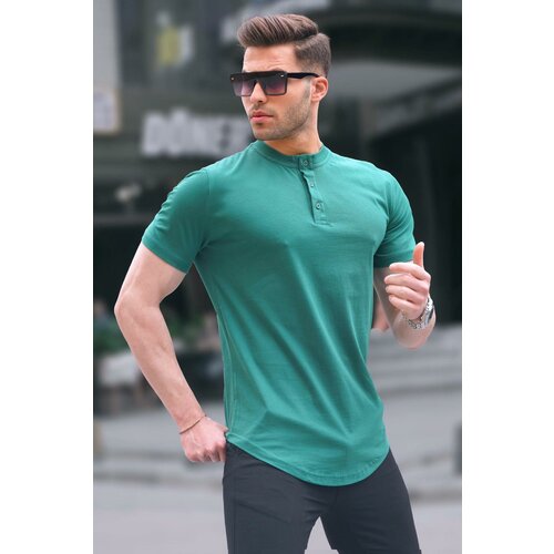 Madmext Green Polo Collar Basic Men's T-Shirt 6132 Slike
