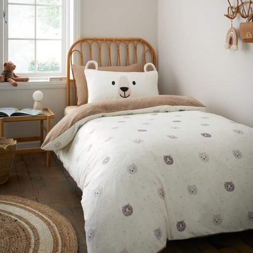 Catherine Lansfield Rjava/kremno bela enojna otro&amp;scaron;ka posteljnina iz mikropli&amp;scaron;a 135x200 cm Cosy Bear &amp;ndash; Slike