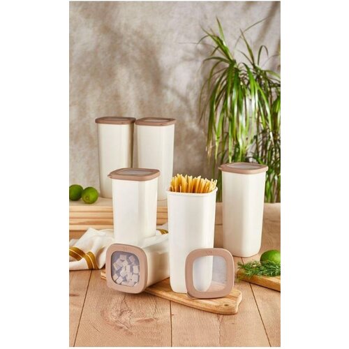 VIP AHMET SET POSUDA ZA ODLAGANJE KUMSAL 6X1750ML BEŽ Slike
