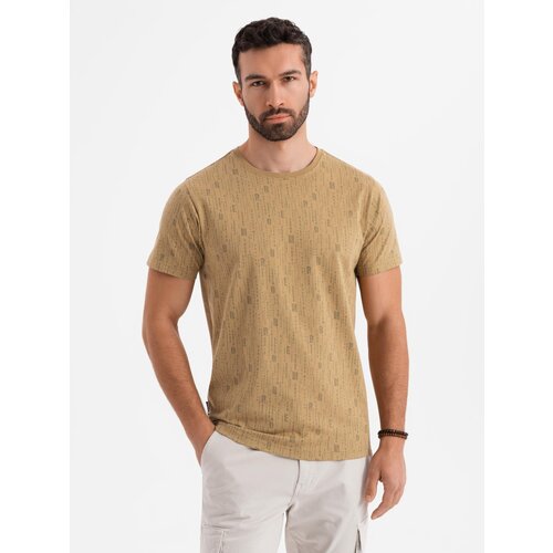 Ombre Printed cotton T-shirt with round neckline - dark olive Cijene
