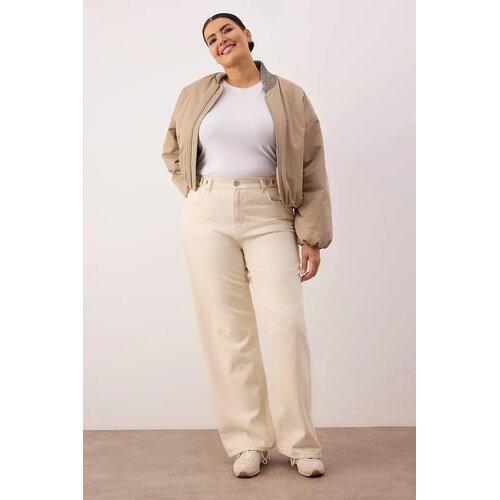 Trendyol Ženske pantalone Tbbaw26Ar00018, Krem Slike