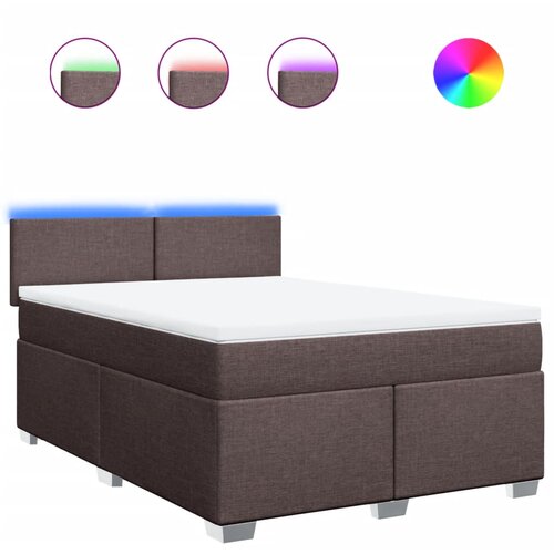 vidaXL Box spring postelja z vzmetnico temno rjava 160x200 cm blago, (21309254) Cene
