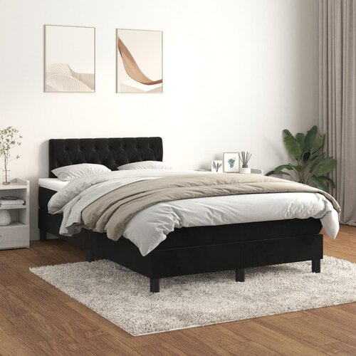 The Living Store Box spring postelja z vzmetnico črna 120x200 cm žamet - Box Spring Postelja, (21492613) Slike