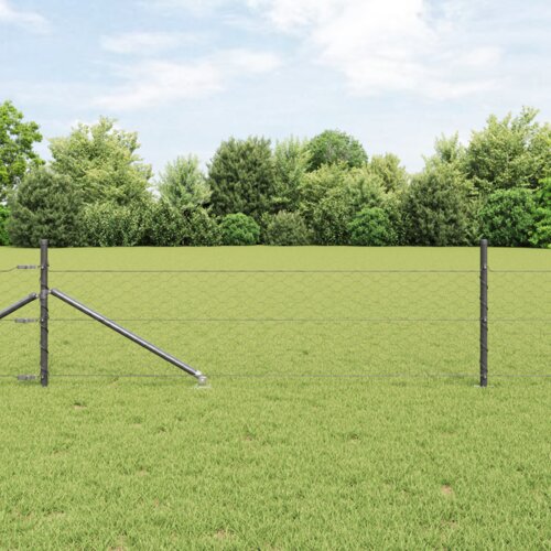 vidaXL Ograda u heksagonalnom obliku siva 0.8x25 m čelik, Stupovi za ograde s šiljkom 13 kom Ø32 mm 100 cm pocinčani čelik Cene