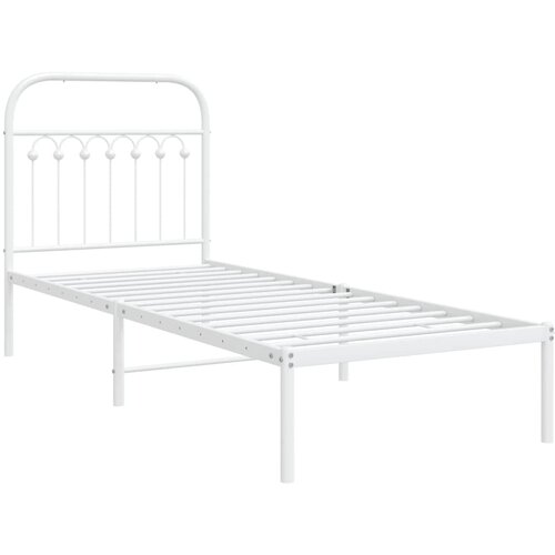VidaXL Kovinski posteljni okvir z vzglavjem bel 75x190 cm, (21251449) Slike