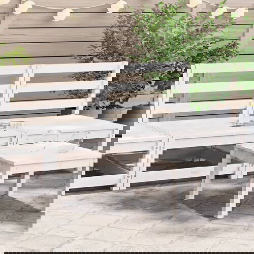 VidaXL Vrtni kavči brez naslonov 2 kos beli 70x70x67 cm trdna borovina Slike