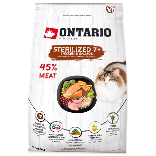 Ontario Cat Sterilised +7 - pi&scaron;čanec in losos 400 g Cene
