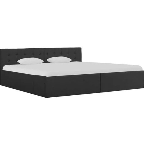 Dvižni posteljni okvir temno sivo blago 180x200 cm