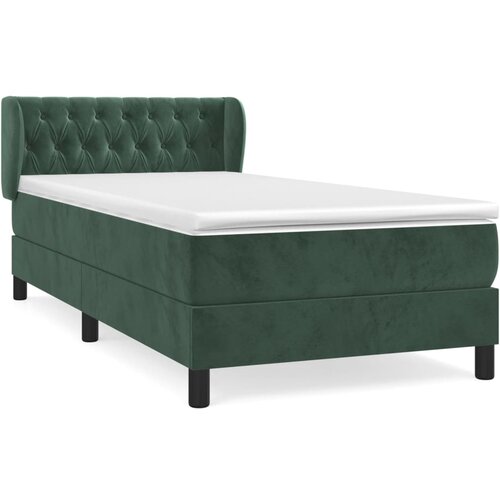 VidaXL Box spring krevet s madracem tamnozeleni 90x200 cm bar&amp;scaron;unasti Slike