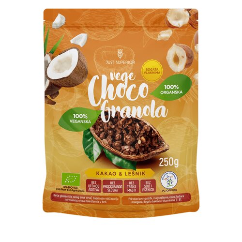 Just Superior Organska vege choco granola bez glutena 250g Slike