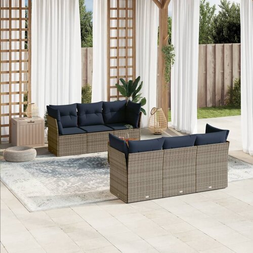 vidaXL 7-dijelni set vrtnih sofa od poliratana s jastucima sivi Cene