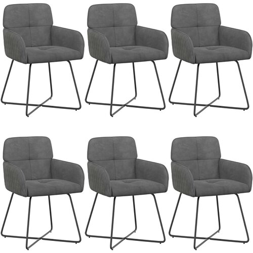 vidaXL Jedilni stoli 6 pcs Žamet Temno siva 59 x 56,5 x 86 cm, (5000296863) Cene