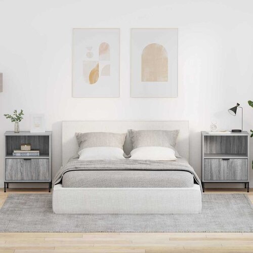 VidaXL Noćni ormarići 2 pcs Sivi hrast sonoma 49 x 36 x 61 cm Slike