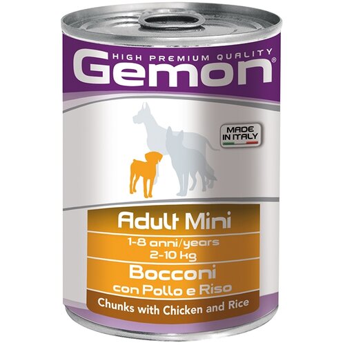 Gemon vlažna hrana za pse adult mini komadići piletine&riže u konzervi 415g Slike