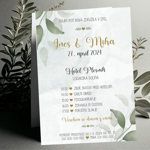  Poročna vabila ZELENJE PORZEL 200 Cene