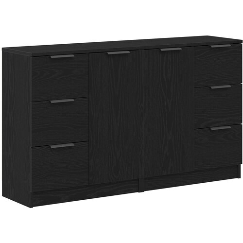 vidaXL Strani&scaron;ča 2 kosa Črna Oreh 60x30x70 cm Inženirski les Cene