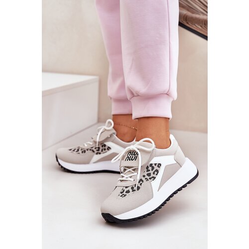 Boto Sports Shoes Sneakers Women On Platform Leopard White-Beige Pumbes Slike