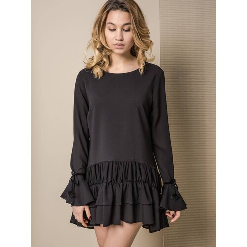 LeMonada LEMONADE DRESS WITH VELVET RIBBONS AT THE SLEEVES BLACK Slike