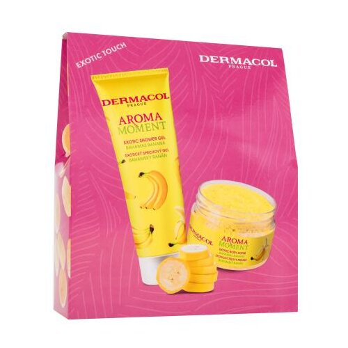 Dermacol Aroma Moment Bahamas Banana set: gel za prhanje Bahamas Banana 250 ml + piling za telo Bahamas Banana 200 g unisex Cene