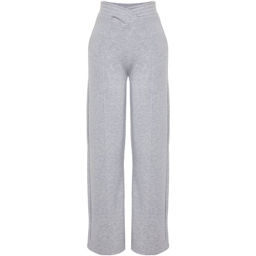 Trendyol Gray Melange Thick Wide Leg/Wide Legs Waist Detail Knitted Knit Sweatpants Cene