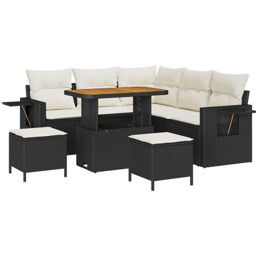  Set vrtnih sofa od 8 dijelova s jastučićima  crni poli ratan akacija  set vrtnih blagavaonica od 3 dijela s jastučićima  crni po Cijene