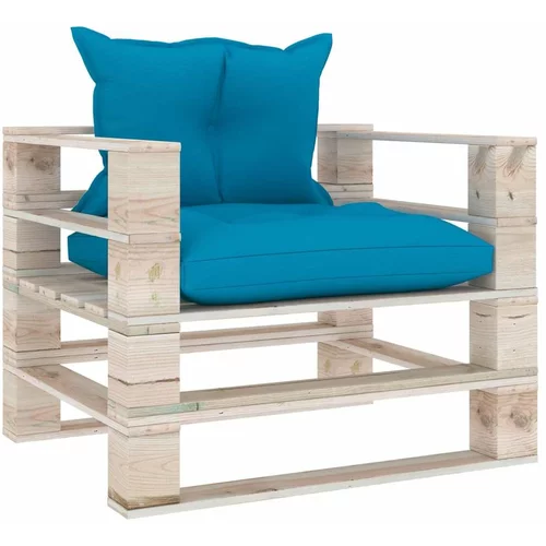  sofa od paleta od borovine s plavim jastucima