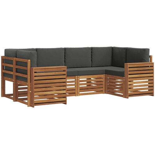  Set vanjskih sofa 6 kom. Prirodna i antracit Smeđa 245 x 132,5 x 73 cm Slike