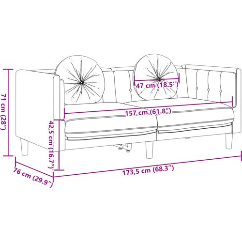  2-dijelni set sofa s jastucima smeđi bar&amp;scaron;unasti Slike