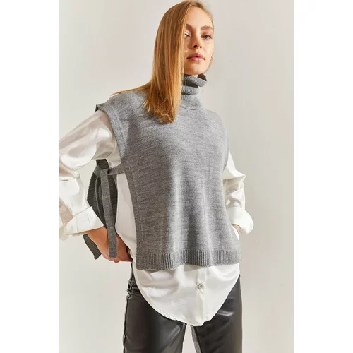 Bianco Lucci Women's Turtleneck Belt Tie Knitwear Sweater
