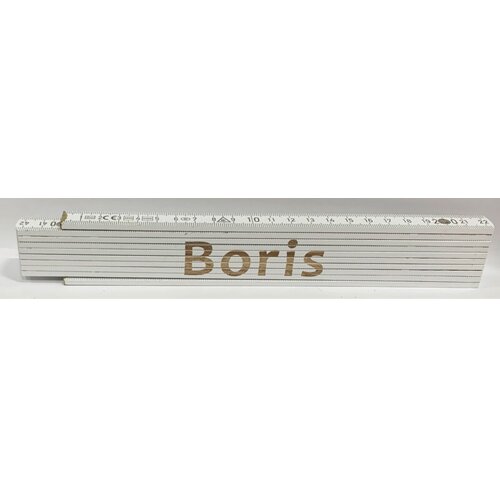 HEKA Zložljiv meter Heka (napis: Boris, bele barve, 2 m) Slike