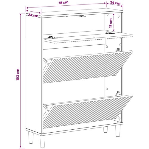  Ormar za cipele ARNHEM 78 x 24 x 103 cm Konstruirano drvo Crna Slike