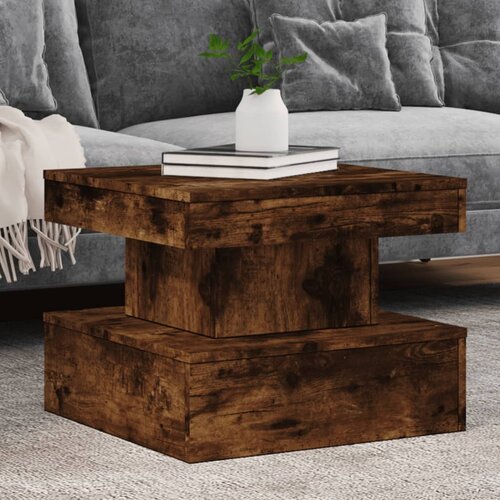  The Living Store Klubska mizica z LED lučkami dimljeni hrast 50x50x40 cm - Klubska Mizica, (21500314) Cene
