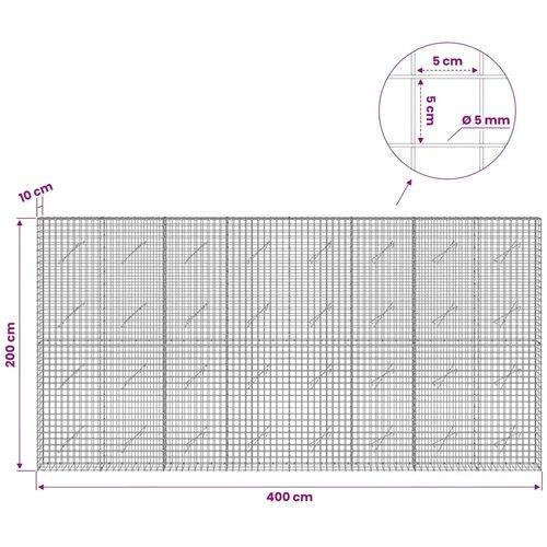  Gabion s žicom debljine 5 mm i mrežom 5x5 cm 400x10x200 cm - 10 cm 200 cm 400 cm Slike