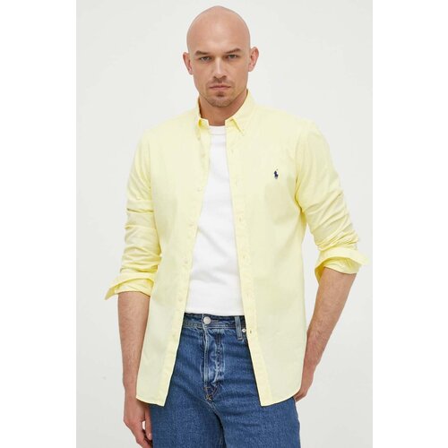 Polo Ralph Lauren Pamučna ko&amp;scaron;ulja za mu&amp;scaron;karce, boja: ružičasta, slim, o button-down ovratnikom Slike