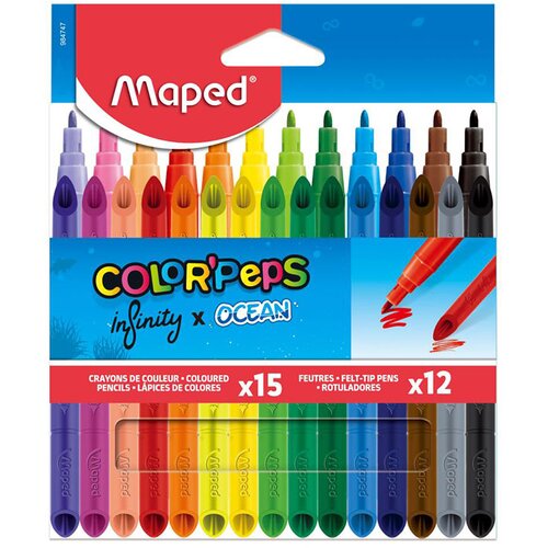 Maped Komplet barvic in flomastrov Infinity x Ocean, 15 + 12 kosov Cene