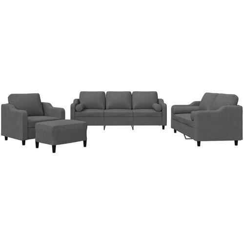 vidaXL 4-dijelni set sofa s jastucima tamnosivi od tkanine Cene