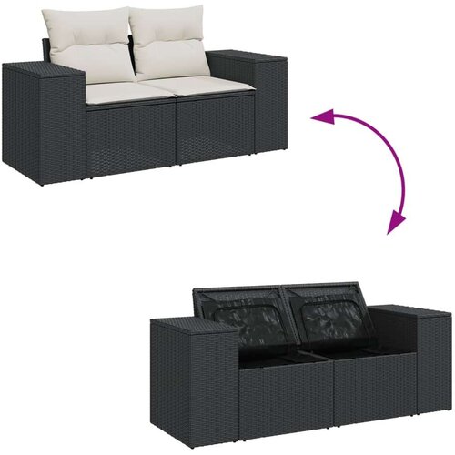VidaXL 7-dijelni set vrtnih sofa od poliratana s jastucima crni Slike