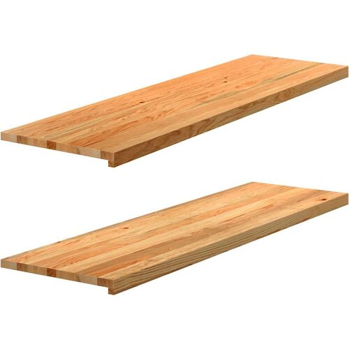  Okenske police 2 kosa svetlo rjava 140x40x2 cm trdna hrastovina Slike