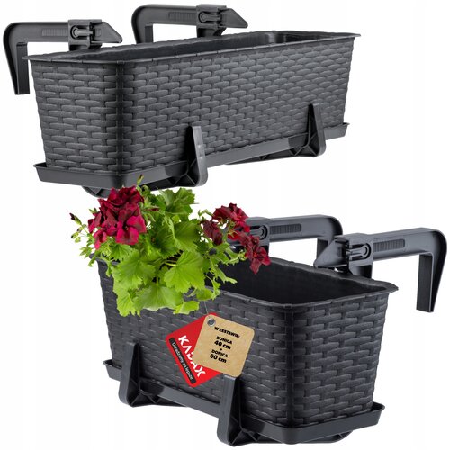 KADAX Balkonski lonec 40+60 cm, stojalo za cvetlične lončke, ročaji 2 kosa, (5000346621) Cene