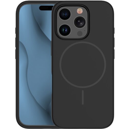 Onasi Mat Liquid silikonski ovitek s sivim MagSafe za iPhone 16 Pro - črn Slike