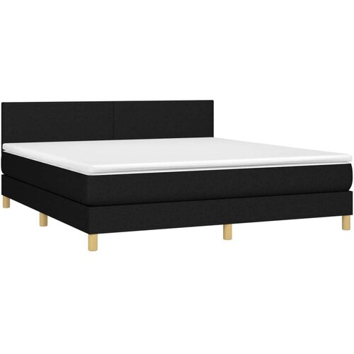  Box spring s madracem LED crni 160x200 cm od tkanine Slike