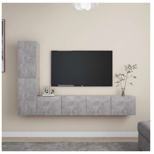  4-dijelni set TV ormarića siva boja betona od iverice Cene