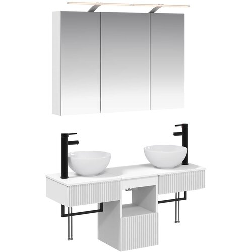  Set ormarića za kupaonicu 4 pcs Bijela 100 x 14,5 x 70 cm Slike