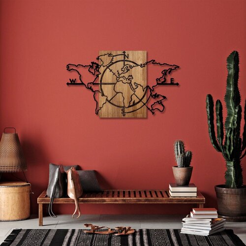 Wallity Zidna dekoracija Mapa svijeta-324, 118x3x70cm, Hrast Cene