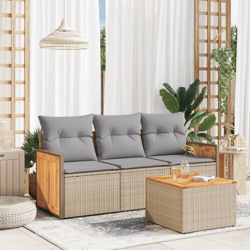 vidaXL 4-dijelni set vrtnih sofa s jastucima bež od poliratana Cijene