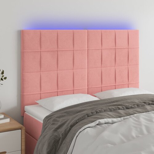 The Living Store LED posteljno vzglavje roza 144x5x118/128 cm žamet - LED Vzglavje, (21659454) Slike
