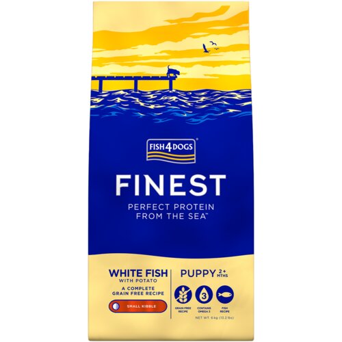 Fish4Dogs Finest White fish Puppy, Small kibble - male granule, bijela riba 6 kg Cene
