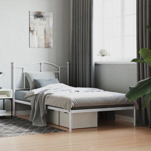 The Living Store Kovinski posteljni okvir z vzglavjem bel 100x200 cm - Posteljni Okvir, (21449989) Slike
