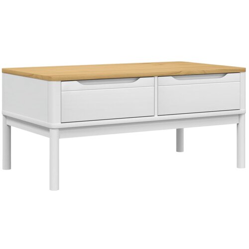 Maison Chic Klubska mizica - kavna mizica - Nizka mizica FLORO bela 99x55,5x45 cm trdna borovina, (21754120) Slike