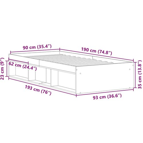  Okvir kreveta siva boja betona 90 x 190 cm Slike